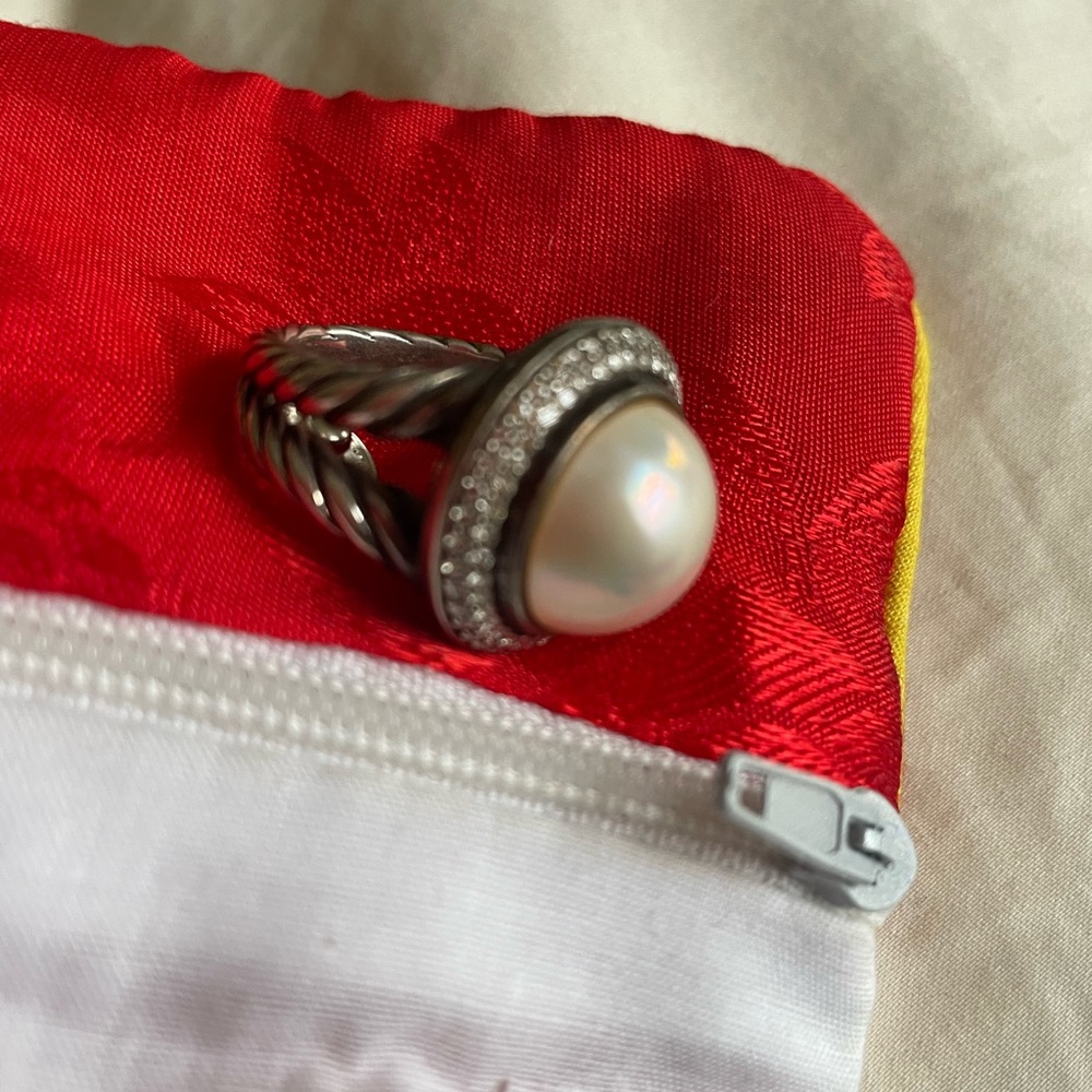 David Yurman Silver White Pearl Diamond Ring with Intricate Design🌸🔥🥰🔥🔥 - Picture 3 of 4